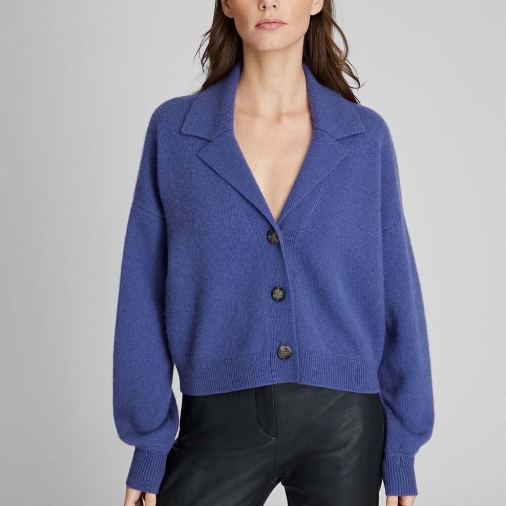 Boiled Cashmere Cropped Cardigan - New With Tags - Never Worn - Blue
